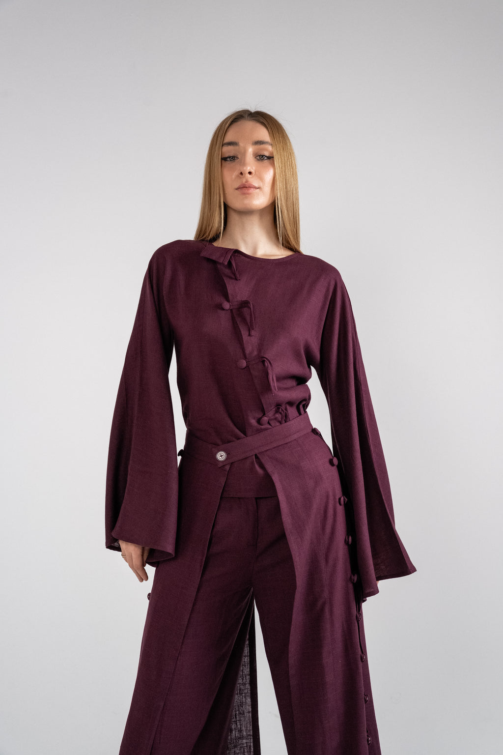Linen Burgendy Set