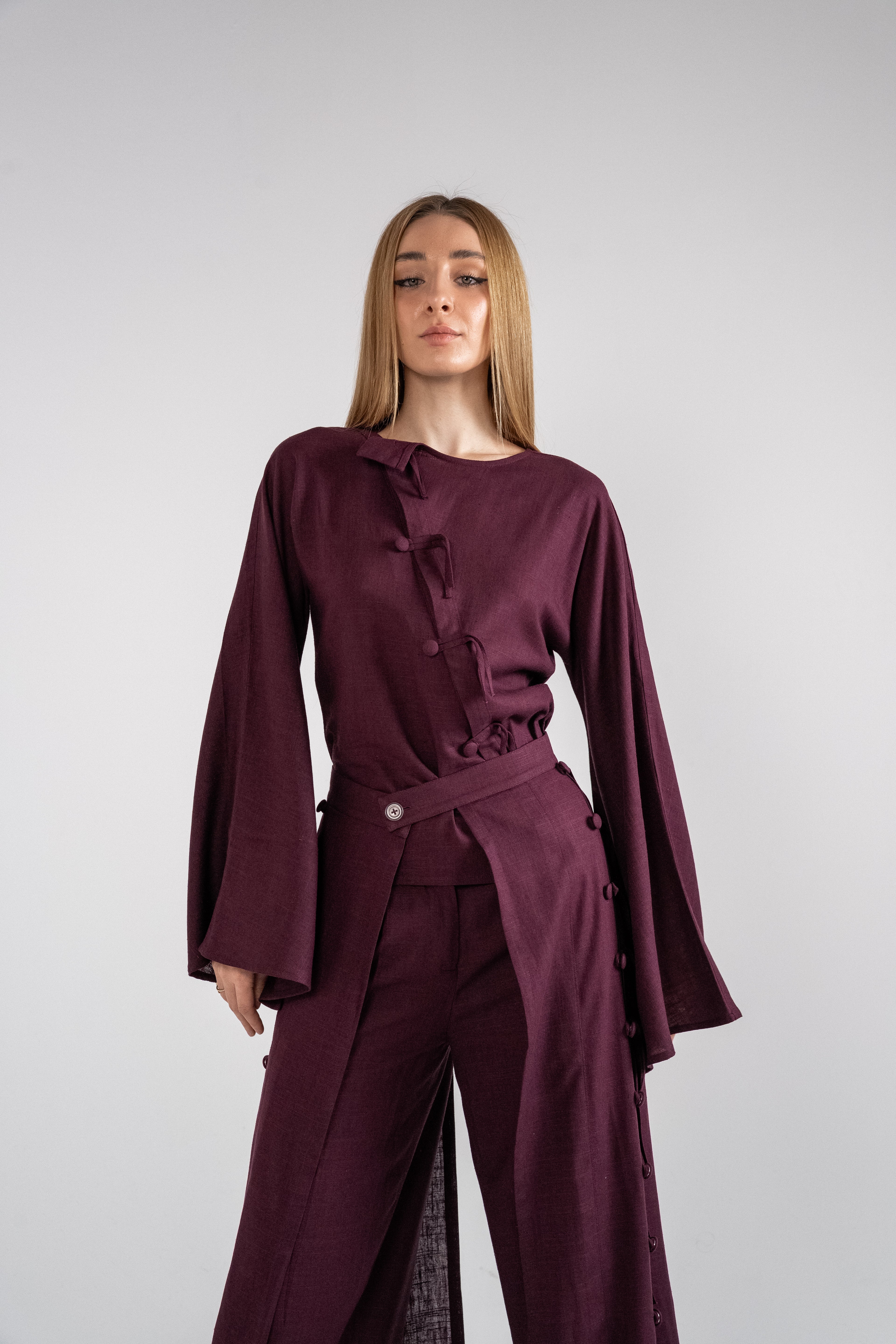 Linen Burgendy Set